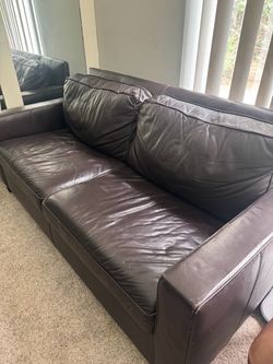 Dark Brown Leather Loveseat Sofa Couch - $100 OBO