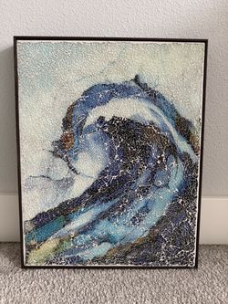 Framed Ocean Wave Mosaic-Style Wall Art