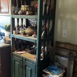 Cabinet With Shelves Rustic Solid Wood