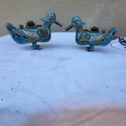 Pair Chinese cloisonné enamel duck-form censers/ incense Burnners