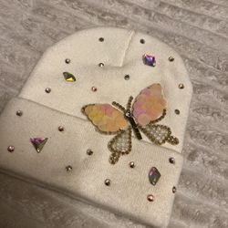 Ivory Butterflies Beanie 