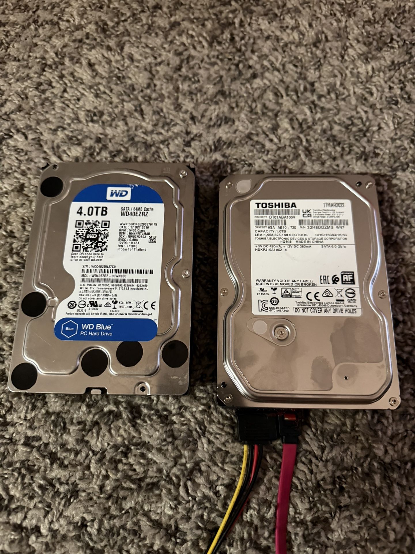 Hard Drives Toshiba 1TB Western Digital 4TB Lot