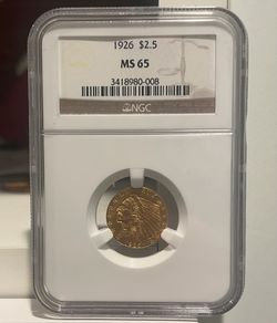 1926 $2.50 Gold Indian US Coin NGC MS65