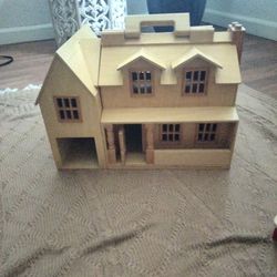 Wooden Doll House W/ Furniture 