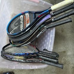 A lot of 7 Tennis and Squash rackets - 25 forall