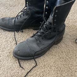 Black Leather Combat Boots 
