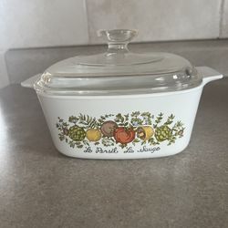 Vintage Collectibles Corning Ware Casserole Dish With Floral Design 