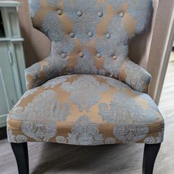 Damask Seafoam Wingback Chair