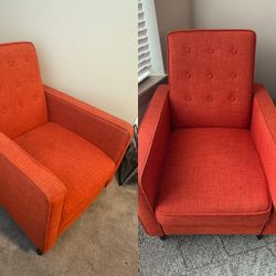 2 Noble House Deborah 27 in. Muted Orange Polyester Tufted Club Chair Recliners 