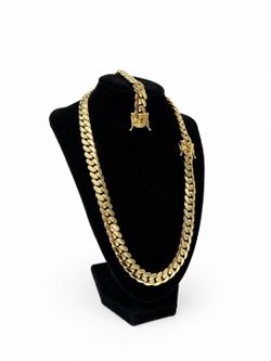 Gold Cuban Chain Set 14K
