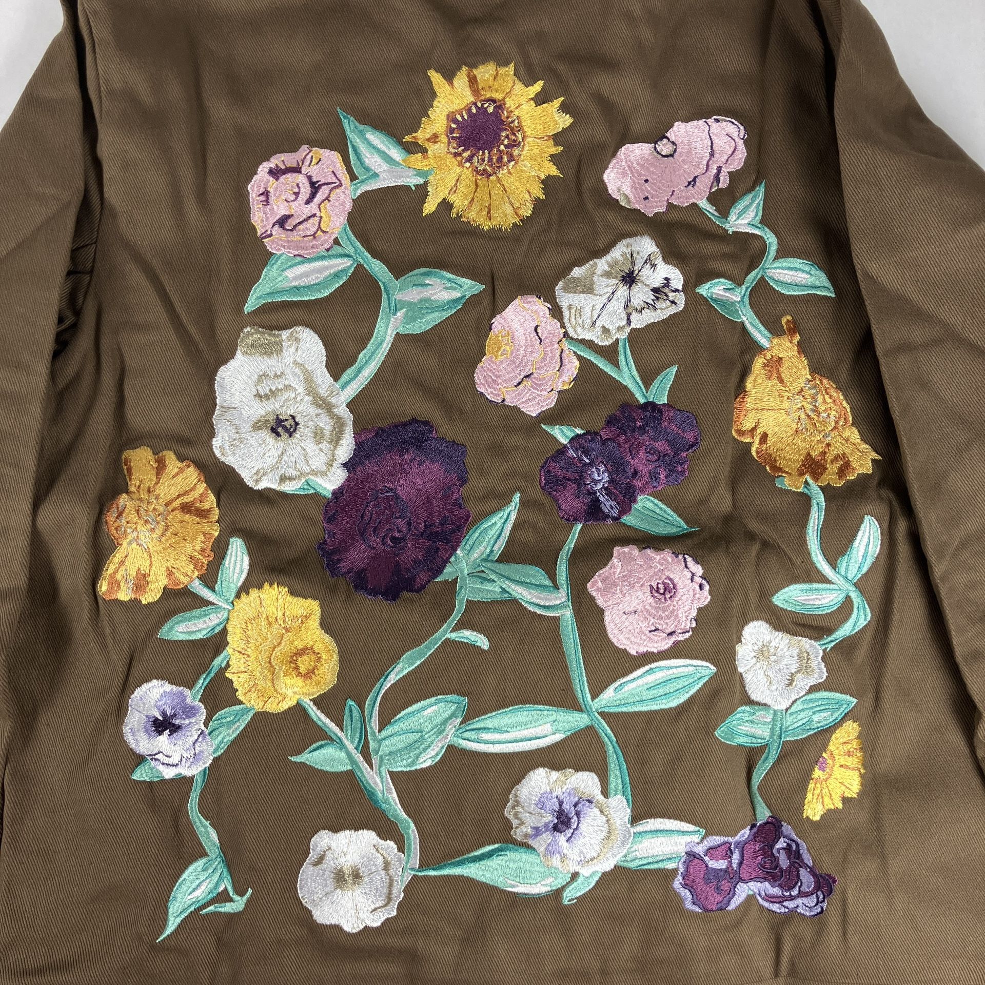 Taylor Swift Jacket — Brown With Embroidered Floral Pattern — Size Medium
