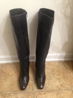 Real leather high-heeled boots