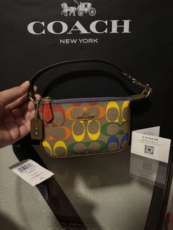 Mini Coach Rainbow Signature C Wristlet NWT