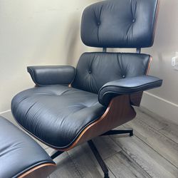 Leather chair and ottoman 