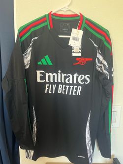 Adidas Arsenal 2024/25 Long Sleeve Away Black Soccer Jersey Size S Small