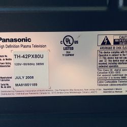 Panasonic TH-42PX80U 42" VIERA® plasma HDTV