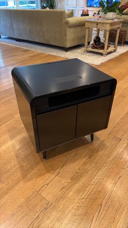 Smart Nightstand/Side Table w Mini Fridge Wireless Charging Bluetooth Speakers USB-C and 120v Outlets Lightly Used Sobro