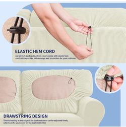 subrtex 7 Pieces Stretch Sofa Slipcover Sets Couch Cover Sets Backrest Cushion Covers Furniture Protector Collection Set for Oversize Sofa Loveseat Ch