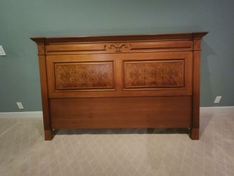Wood Headboard with Burl Panel Detail