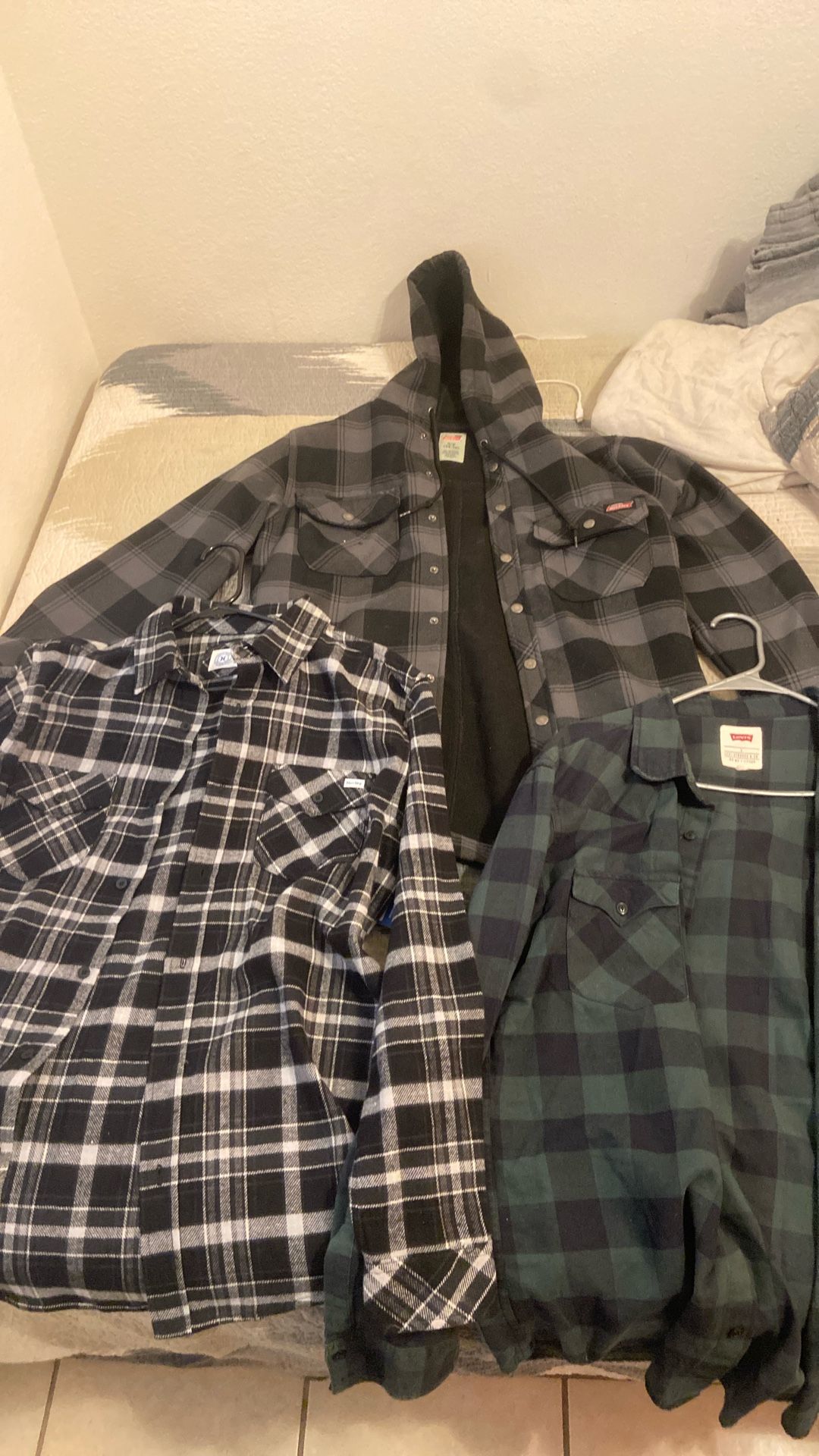 Two Checkered Flannels & Checkered Hoodie