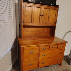 Antique Solid Wood Hutch Display Piece 