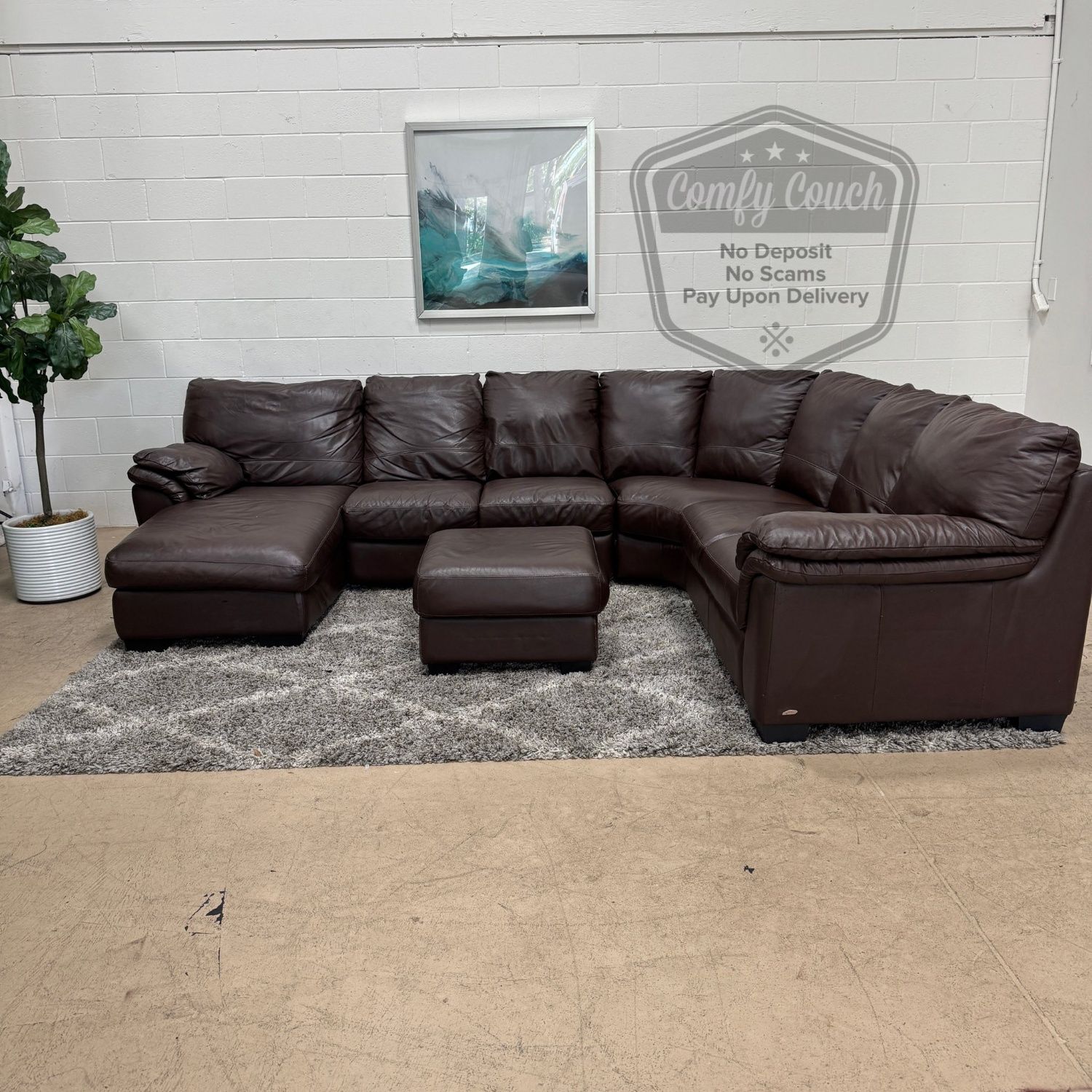 🛋️Italsofa by Natuzzi Leather Sectional sofa w/ Ottoman (Delivery Available!! )