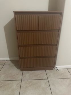 Brown Dresser with Fluted Drawer Fronts