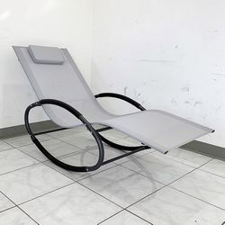 (Brand New) $45 Outdoor Rocking Zero Gravity Chair Patio Lounge Chair Recline Rocker for Backyard Pool w/ Pillow 