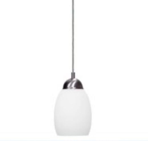 Mirror Lake 1-Light Brushed Nickel Mini Pendant with White Etched Glass Shade