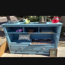 Blue Gray Entertainment Center. Great For Coffee Bar. Or Tv Stand. Or A Bar 