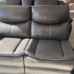 Grey Recliner Sectional With Coffee Table And End Table