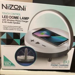 Nizoni LED DOME LAMP Touch Control Wireless Phone Charger & HD Audio Speaker $25