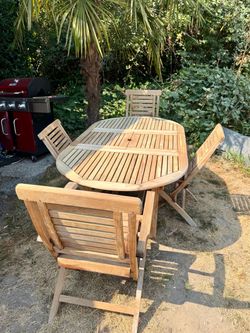 5pc Teak Outdoor Chairs with Table