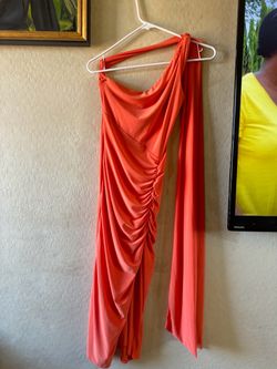 Orange midi dress with slip M fashion nova