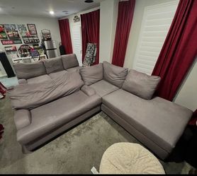 Living spaces Gray Sectional Sofa with loveseat