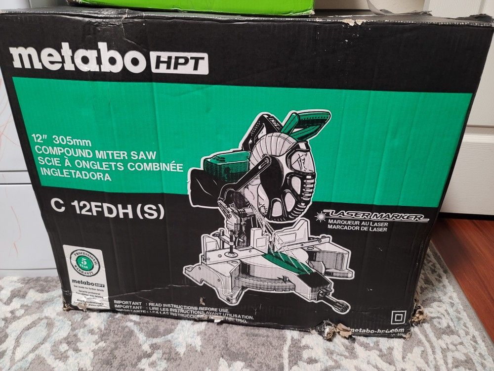 Metabo HPT 12-Inch Compound Miter Saw, Laser Marker System, Double Bevel, 15-Amp Motor. Brand New Never Used.