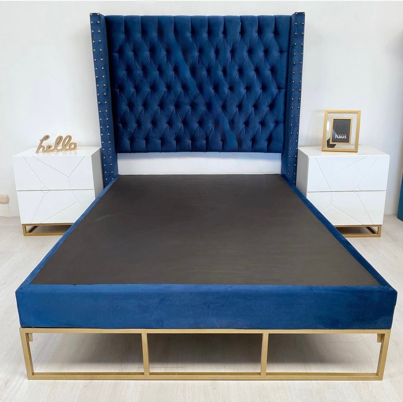 Tufted Blue Bed Frame