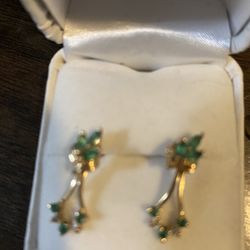 14k Emerald And Diamond Earrings And Jackets 