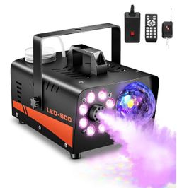 Fog Machine, Smoke Machine with Disco Ball Lights, 600W and 4000CFM with 13-Color LED Effects