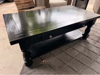 Pottery, barn, black coffee table, solid heavy