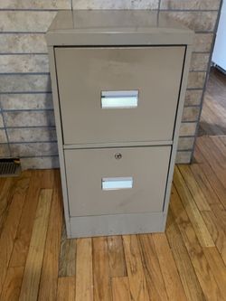 2-Drawer Metal Filing Cabinet – Beige/Tan – No Key