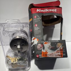 New Kwikset Satin Nickel Entry Door Lock with 2 Keys