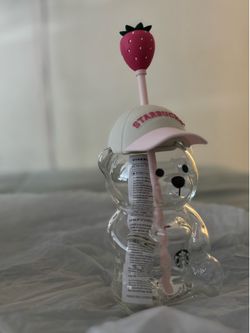 Starbucks pink bearista glass bear cup!