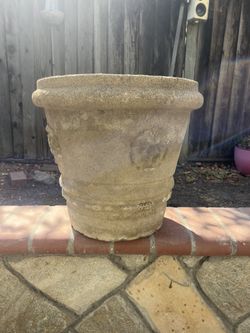 Vintage Large Cast Cement Pot 17.5” W X16” 