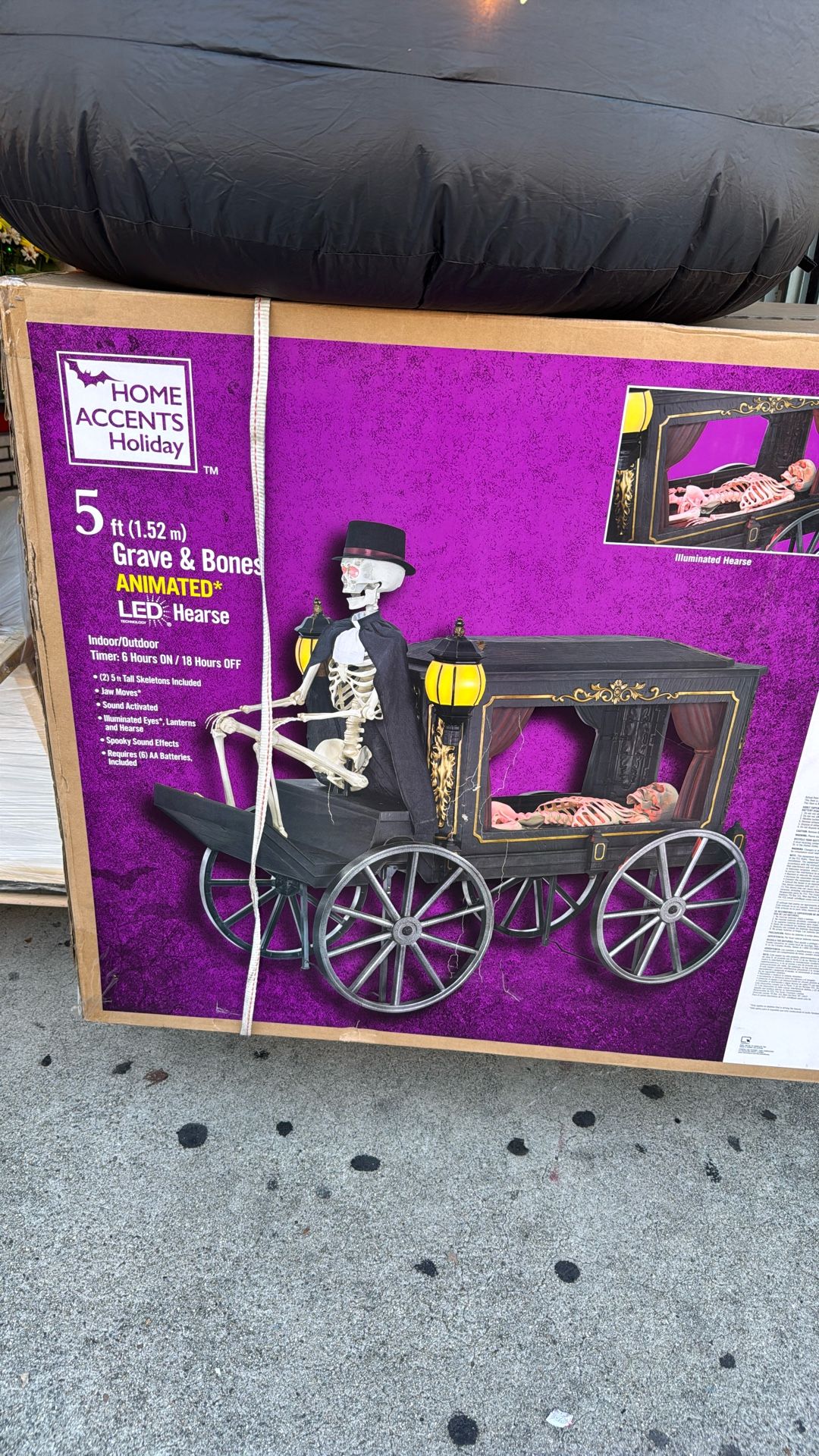 5ft Grave & Bones Animated LED hearse