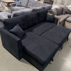 New! Dark blue sectional sofa with pull-out bed, sectional, sofa, couch, Sofabed, sleeper Sofa, Sofa Bed, Sectional Couch, Sectionals, Sleeper Couch