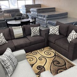 BROWN SOFA LOVESEAT SET