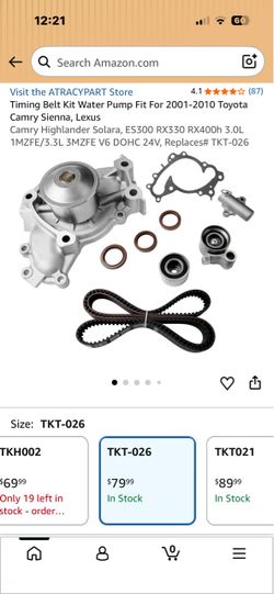 Timing belt kit with water pump for Toyota Camry,Highlander,Sienna,Solara & Lexus