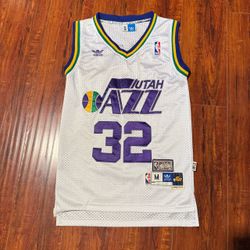 Karl Malone Utah Jazz HWC Adidas Swingman Jersey Sz Medium Mens Length+2 Read!