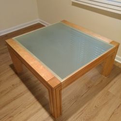 Wood Coffee Table with Glass Top.